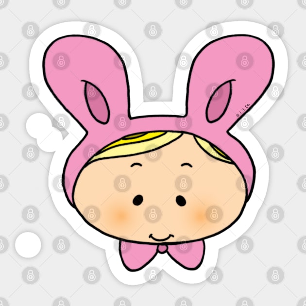 cute pink baby bunny hat Sticker by cartoonygifts